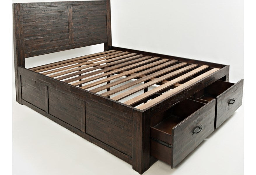 Jofran Jackson Lodge Queen Panel Storage Bed in Distressed