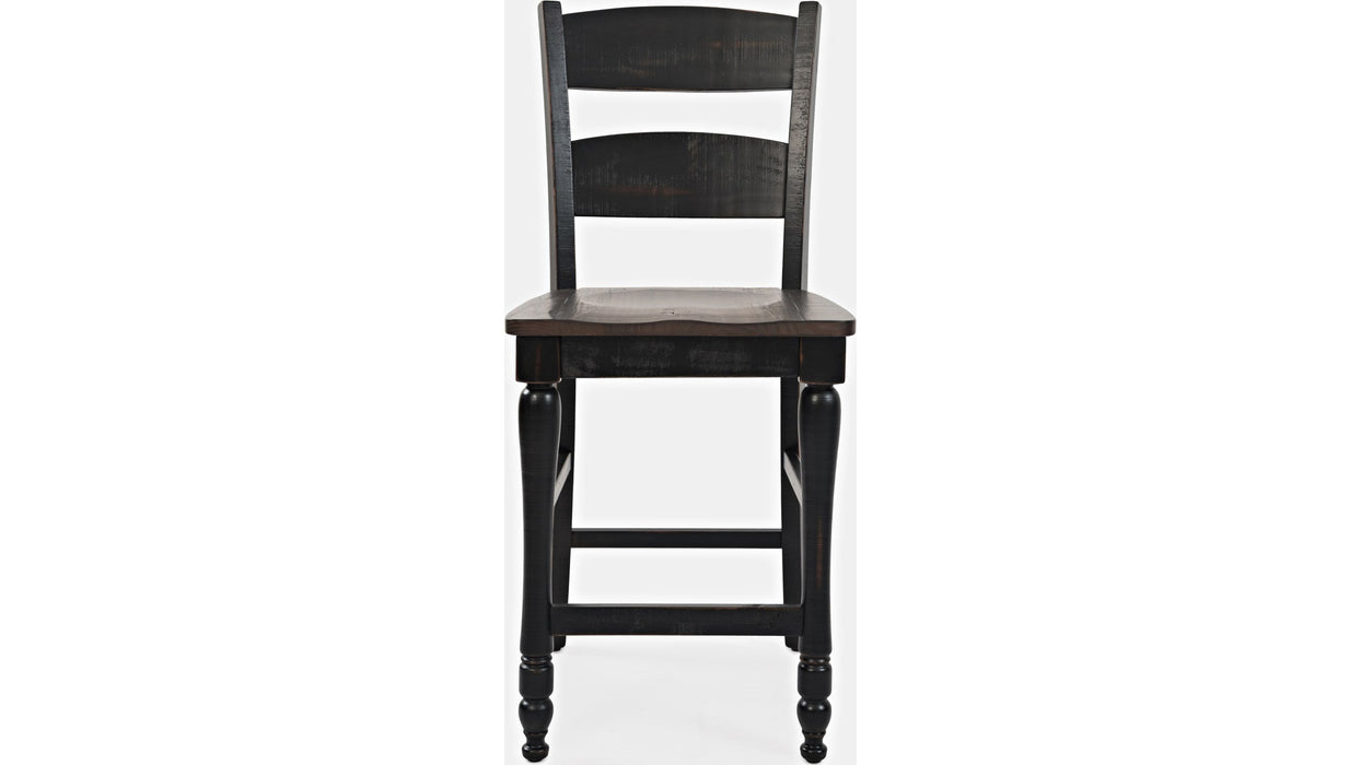 Jofran Madison County Ladderback Counter Stool in Vintage Black (Set of 2)