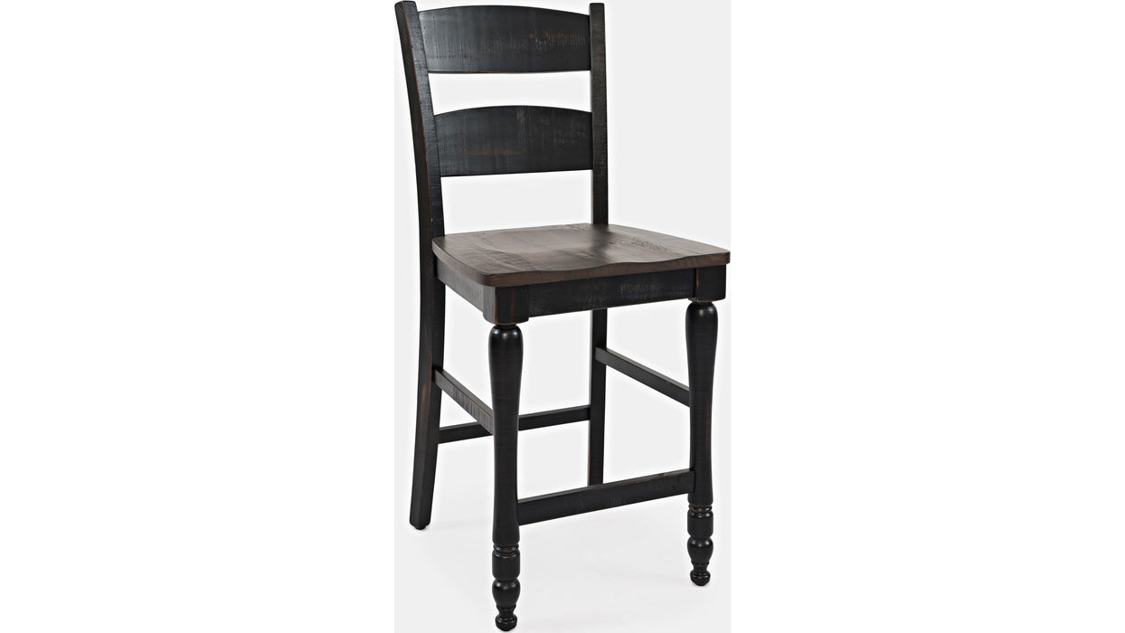 Jofran Madison County Ladderback Counter Stool in Vintage Black (Set of 2)