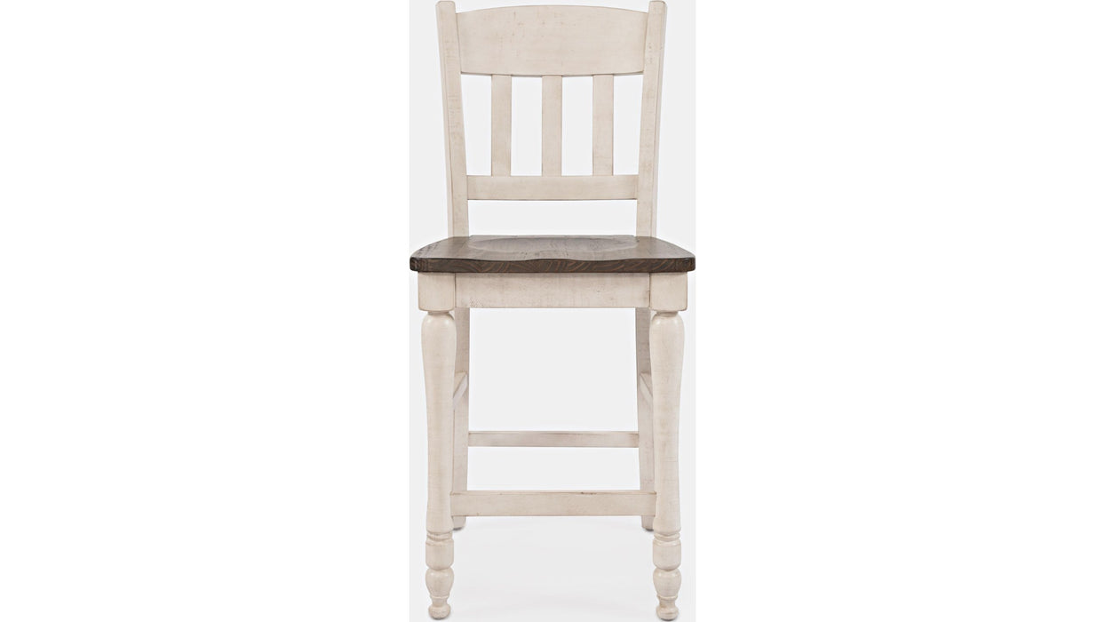 Jofran Madison County Slatback Counter Stool in Vintage White (Set of 2)