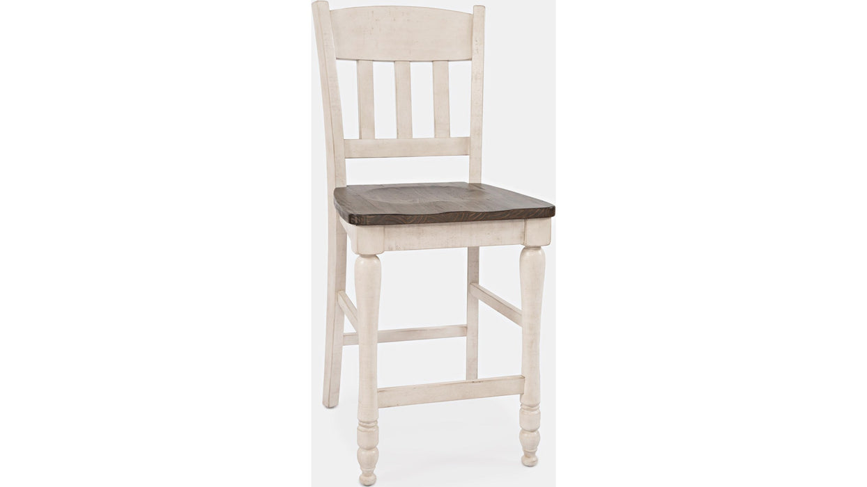 Jofran Madison County Slatback Counter Stool in Vintage White (Set of 2)