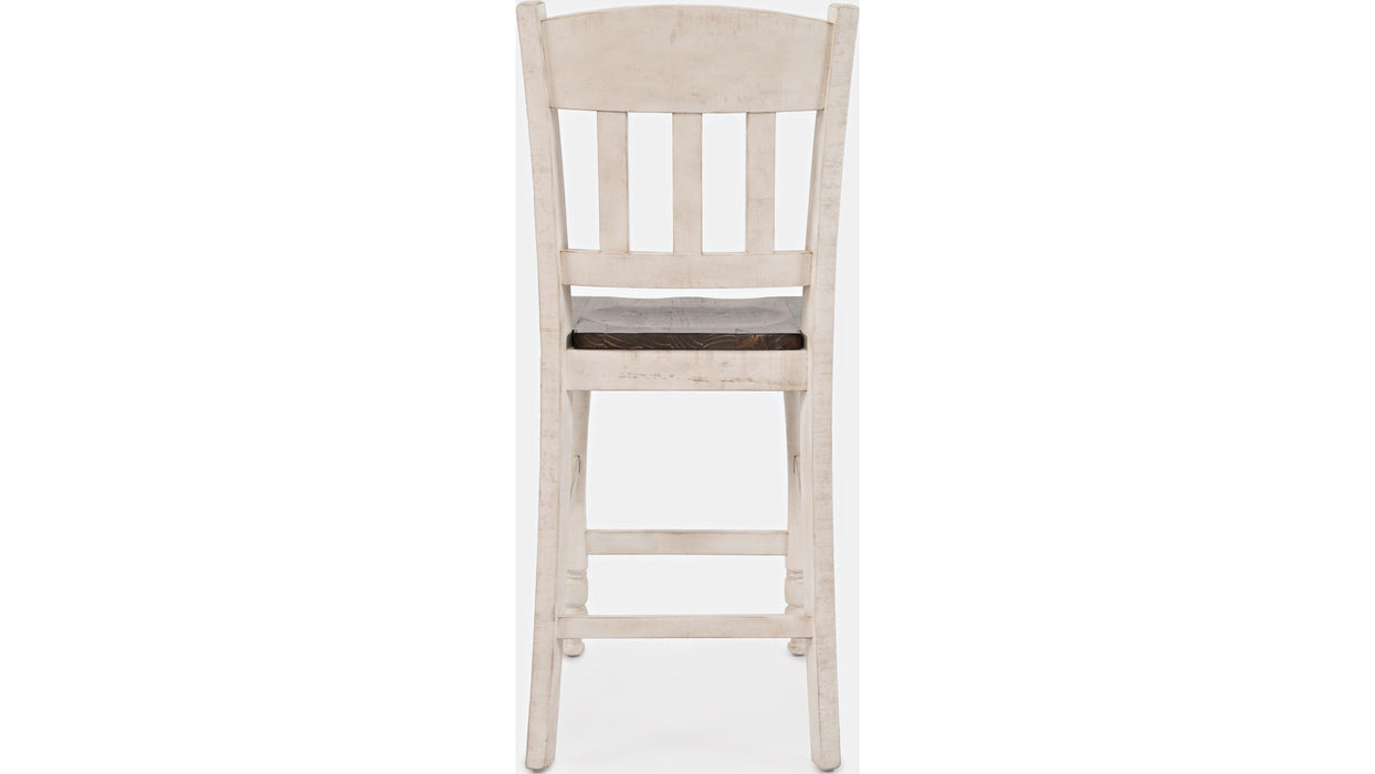 Jofran Madison County Slatback Counter Stool in Vintage White (Set of 2)