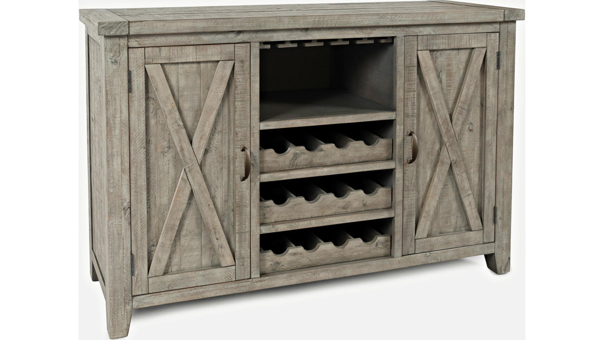 Jofran Outer Banks Server with Bottle and Glass Storage in Gray