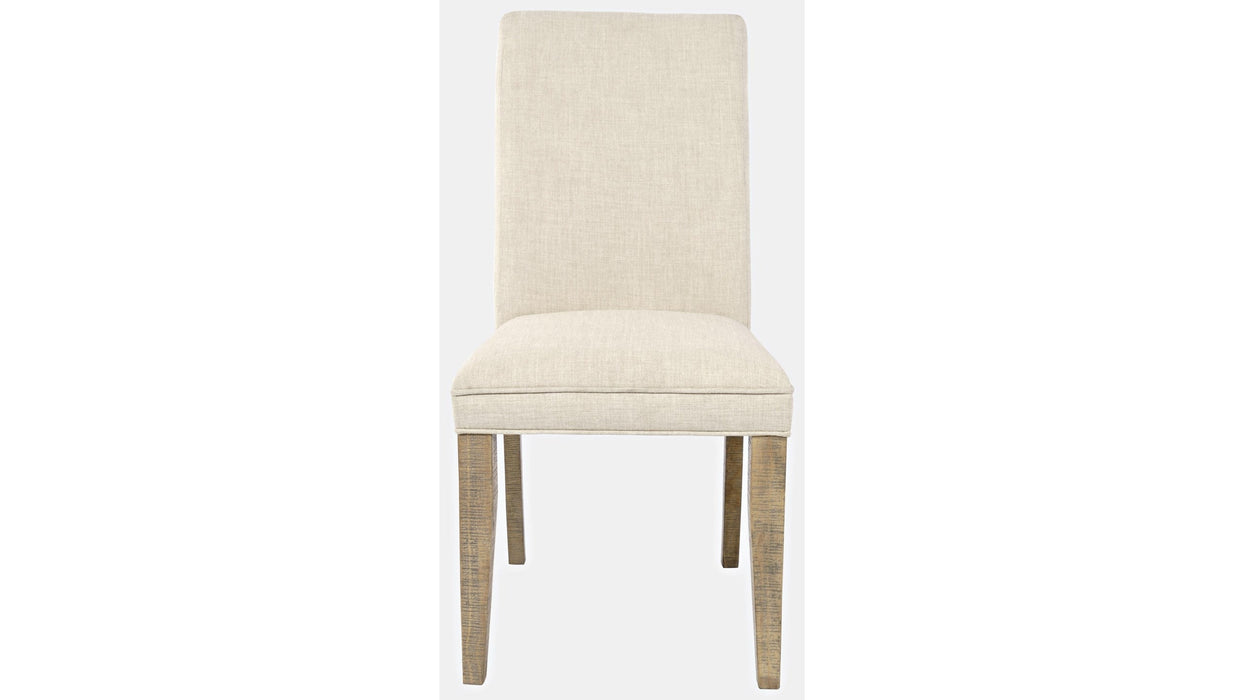 Jofran Carlyle Crossing Upholstered Chair in Cream/Rustic Distressed Pine (Set of 2)