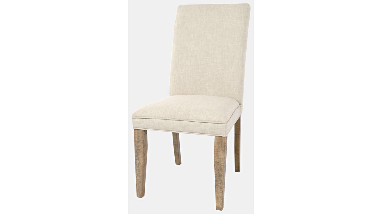 Jofran Carlyle Crossing Upholstered Chair in Cream/Rustic Distressed Pine (Set of 2)