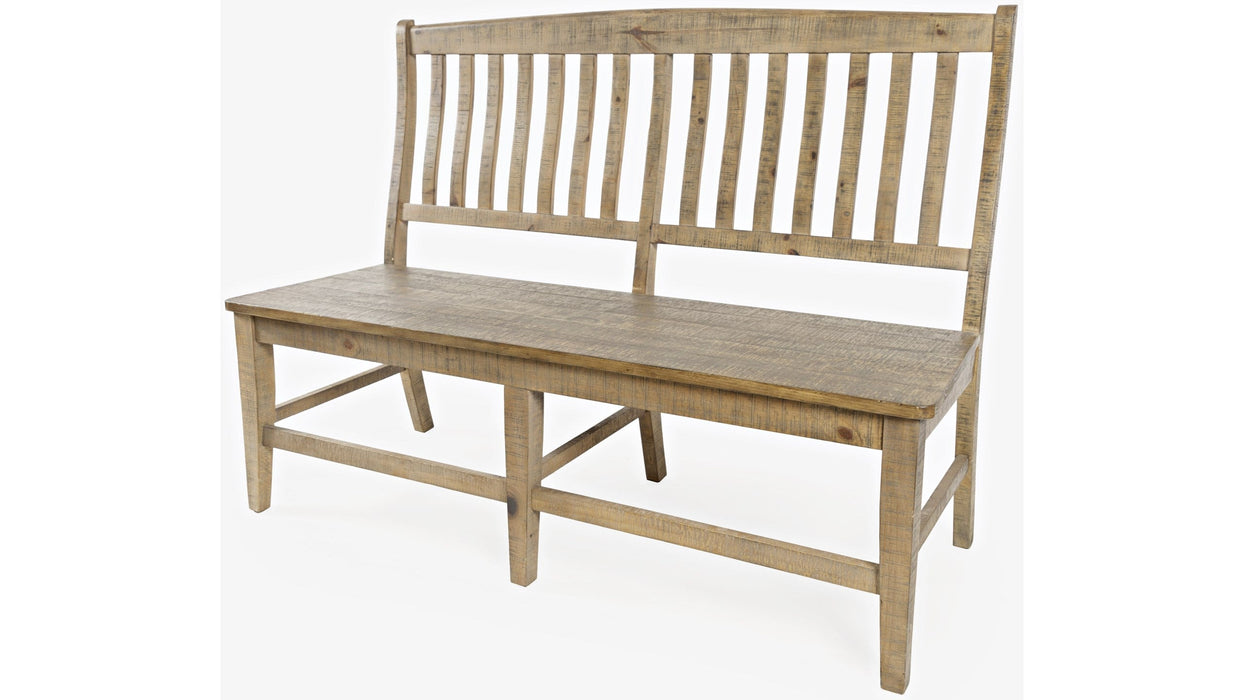 Jofran Carlyle Crossing Slatback Dining Bench in Rustic Distressed Pine