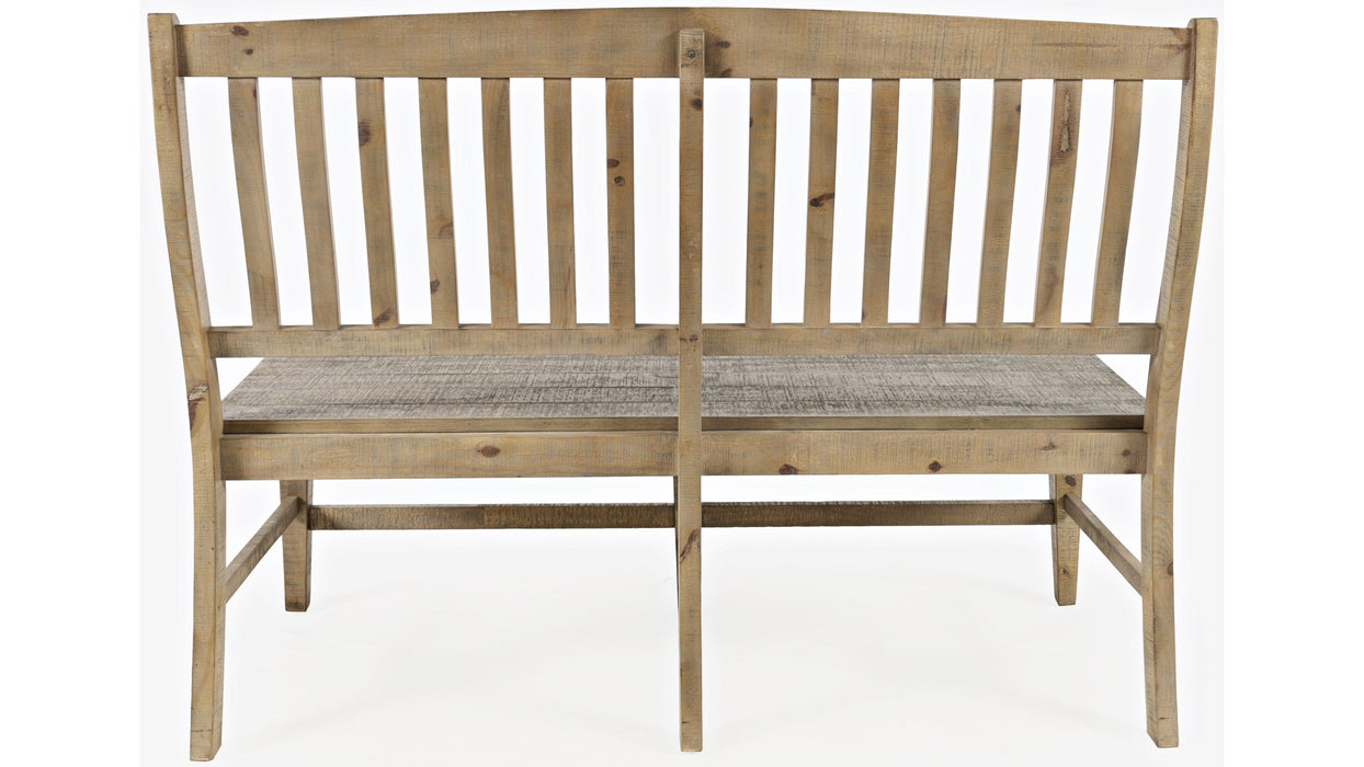 Jofran Carlyle Crossing Slatback Dining Bench in Rustic Distressed Pine