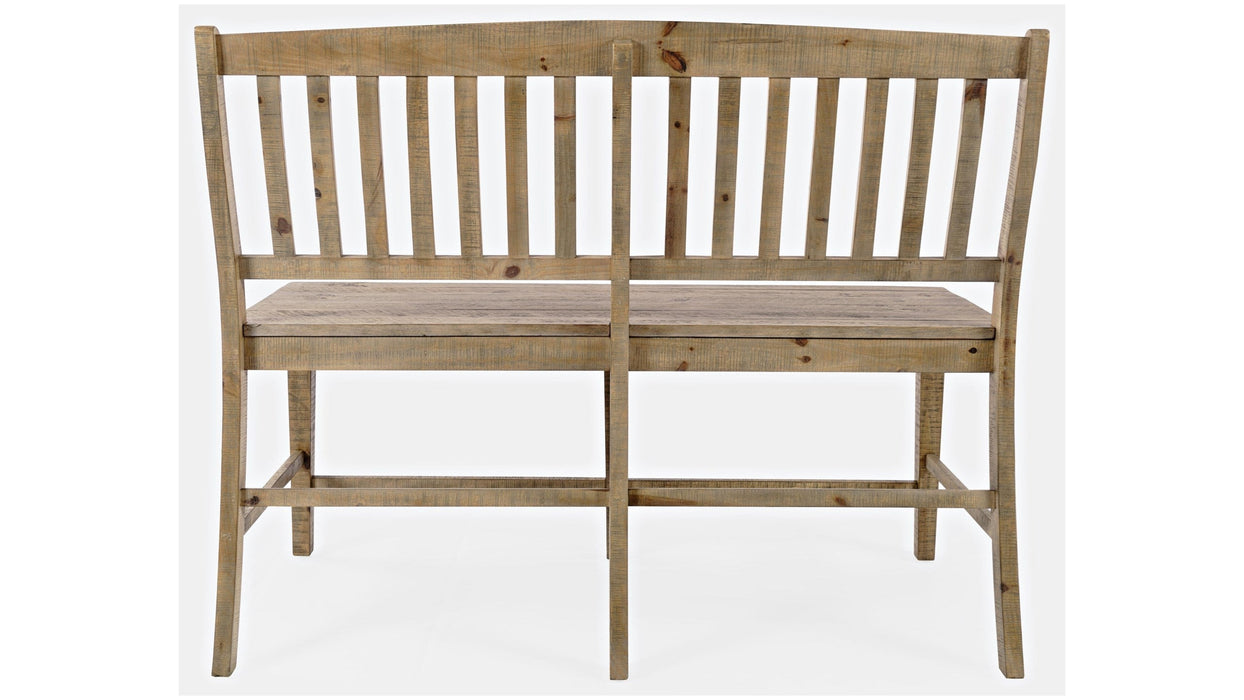 Jofran Carlyle Crossing Slatback Counter Bench in Rustic Distressed Pine