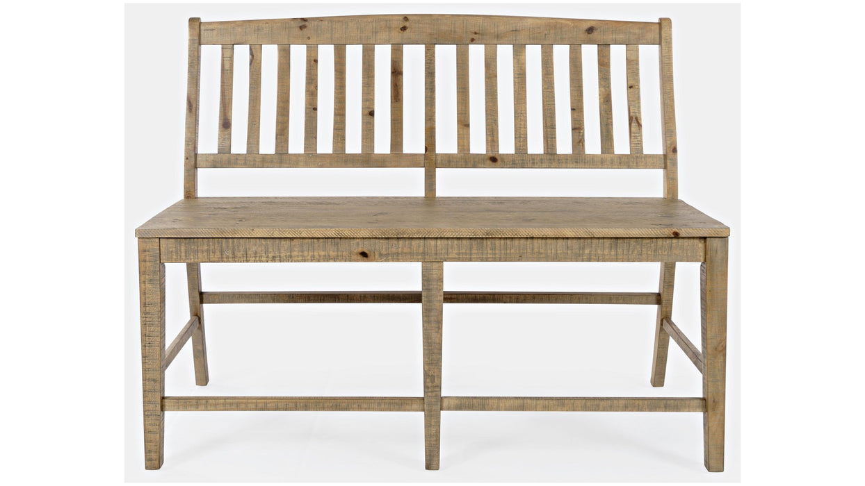 Jofran Carlyle Crossing Slatback Counter Bench in Rustic Distressed Pine image