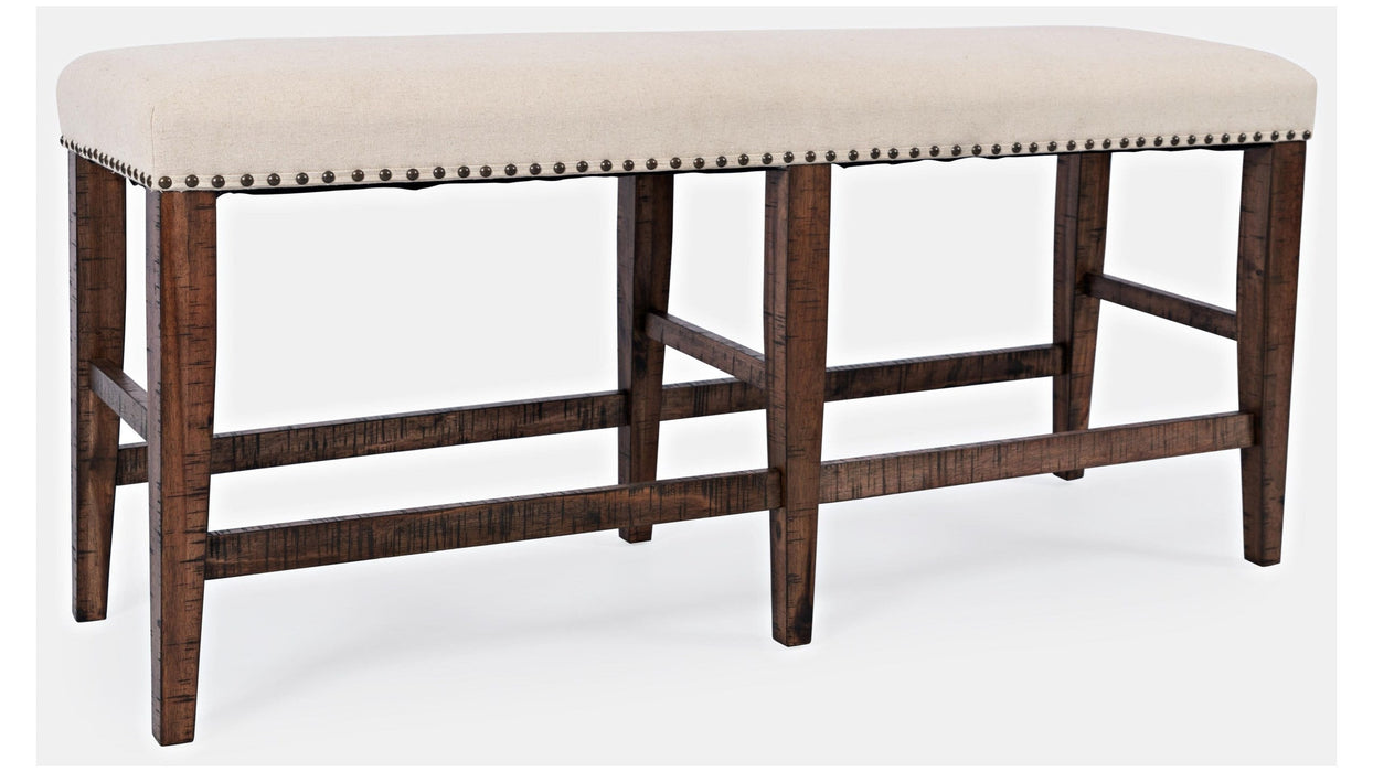 Jofran Fairview Backless Counter Bench in Dark Oak/Cream