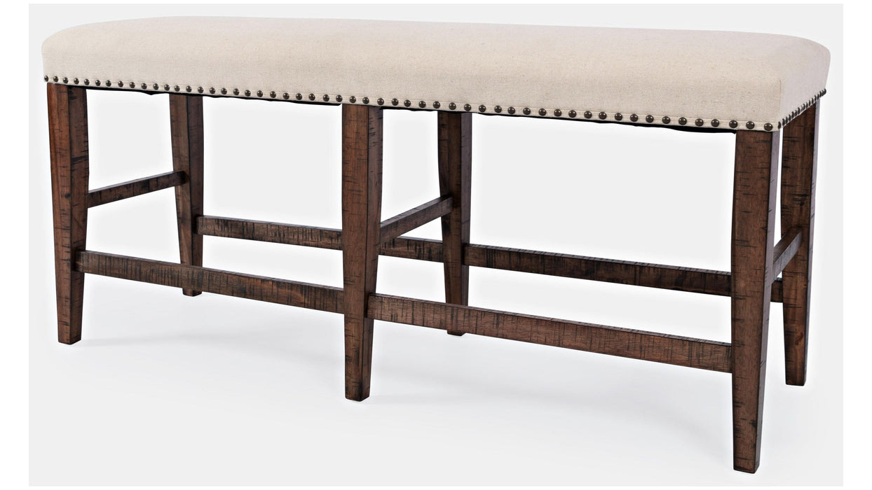 Jofran Fairview Backless Counter Bench in Dark Oak/Cream