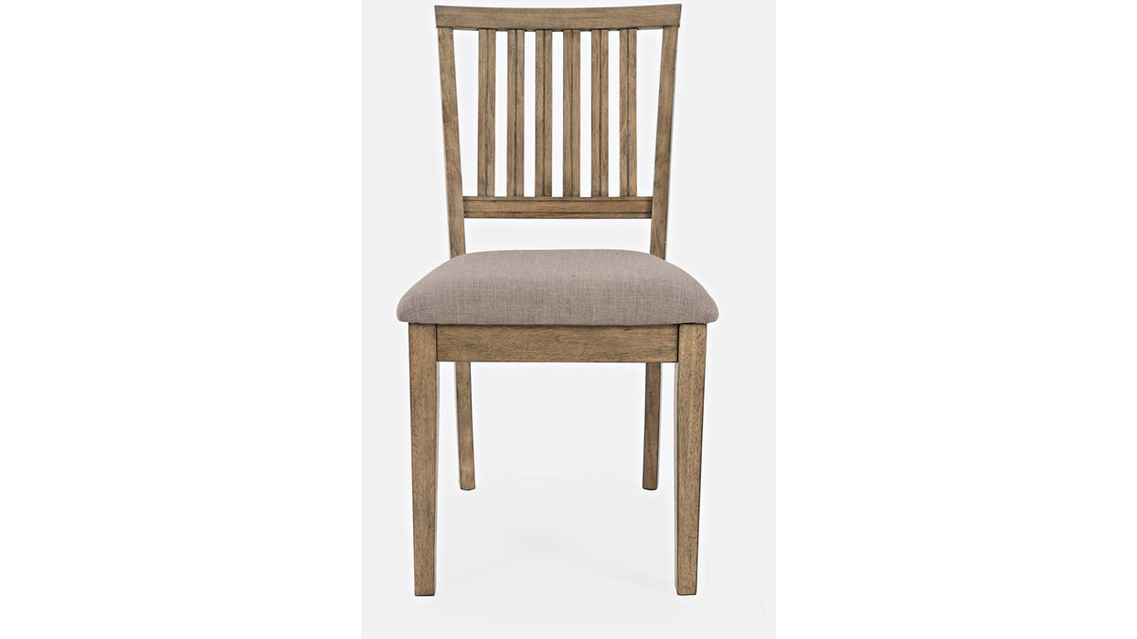 Jofran Prescott Park Slatback Chair in Taupe/Weathered Oak (Set of 2)