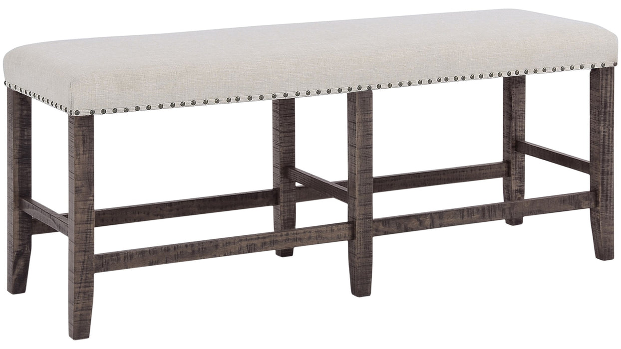 Jofran Willow Creek Counter Height Bench in Cream/Rich Distressed