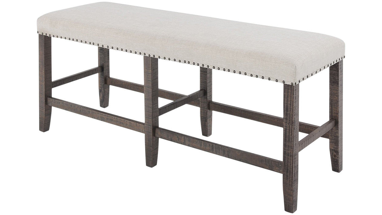 Jofran Willow Creek Counter Height Bench in Cream/Rich Distressed