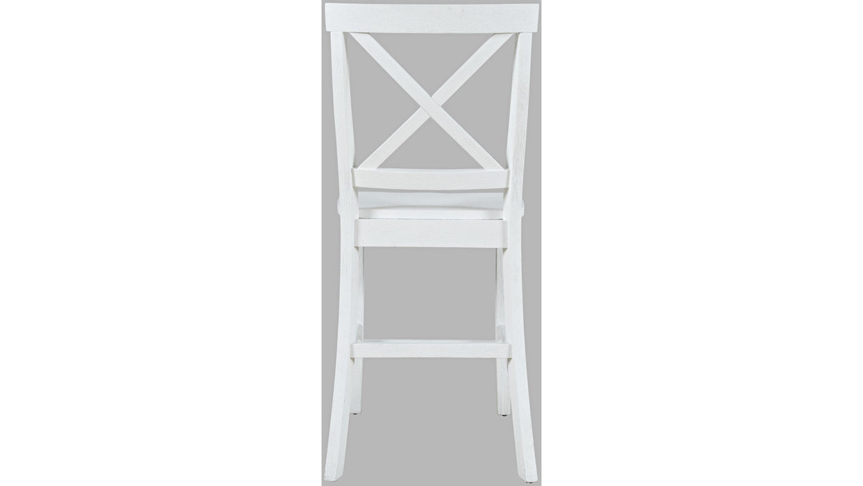 Jofran Eastern Tides X Back Counter Stool in Blanc (Set of 2)