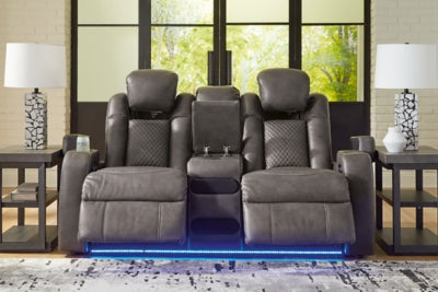 Fyne-Dyme Power Reclining Loveseat with Console - Yankee Furniture Barn (Ossipee,NH)