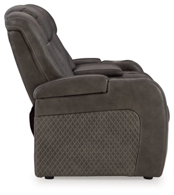 Fyne-Dyme Power Reclining Loveseat with Console - Yankee Furniture Barn (Ossipee,NH)