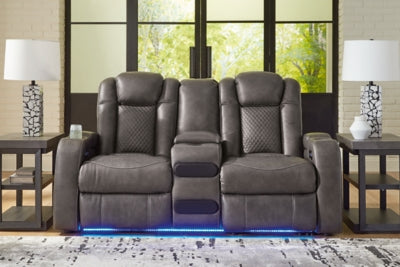 Fyne-Dyme Power Reclining Loveseat with Console - Yankee Furniture Barn (Ossipee,NH)