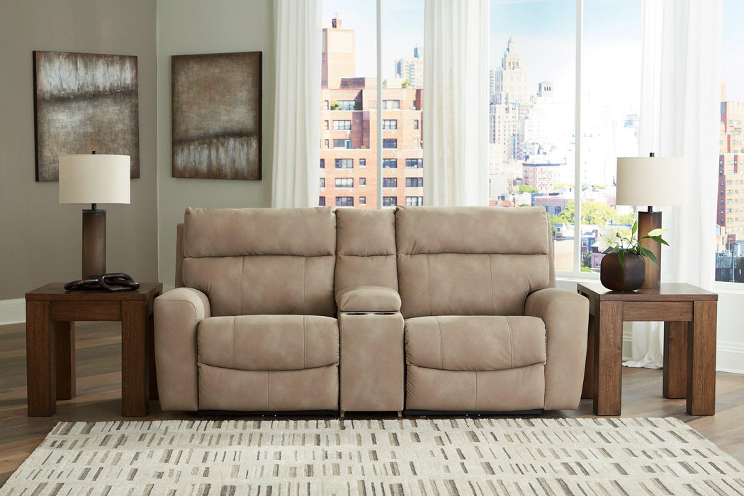 Next-Gen DuraPella Power Reclining Sectional Loveseat with Console - Yankee Furniture Barn (Ossipee,NH)