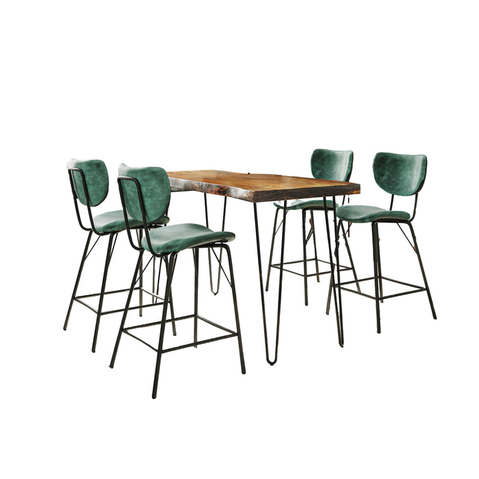 Natures Edge 5 Piece Counter Set with Modern Barstools