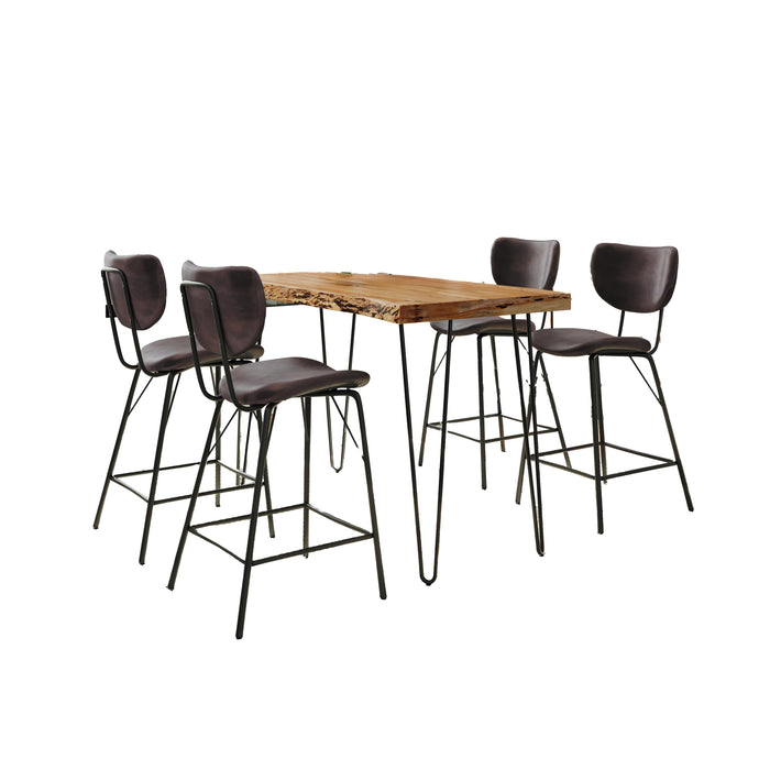 Natures Edge 5 Piece Counter Set with Modern Barstools