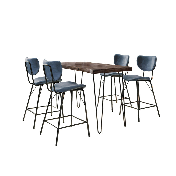 Natures Edge 5 Piece Counter Set with Modern Barstools