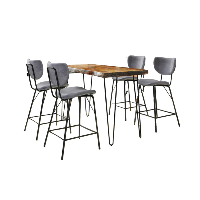Natures Edge 5 Piece Counter Set with Modern Barstools
