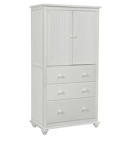 Cottage Armoire W/ 3 Drawers In Pure White image