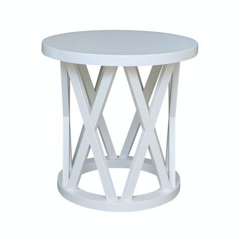 Destinations Ceylon Round End Table (Rta) In Pure White image