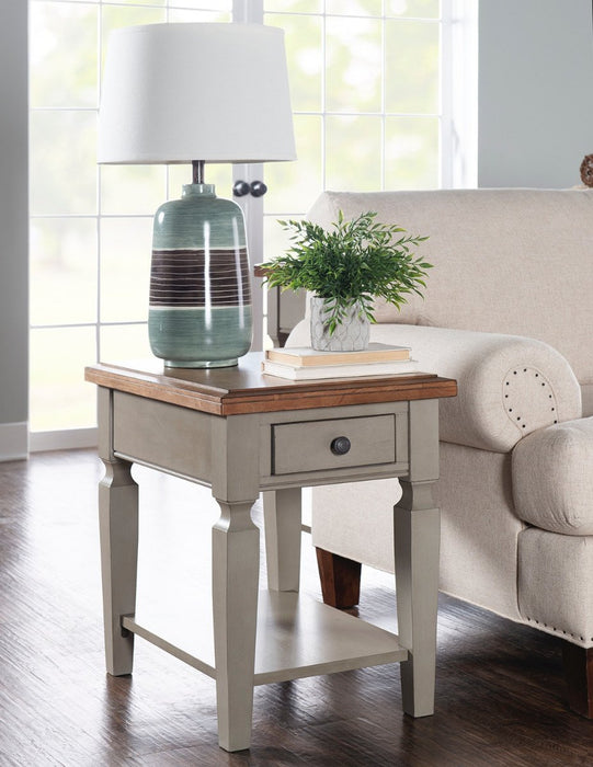 John Thomas Vista End Table in Hickory & Stone