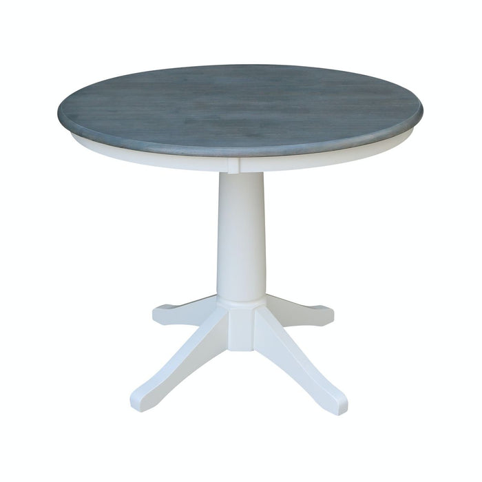 John Thomas Dining Essentials 36'' Pedestal Table in Heather Gray / White image