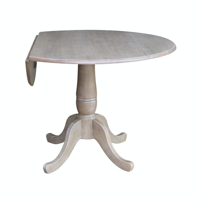 John Thomas Dining Essentials Round Dropleaf Pedestal Table in Taupe Gray image