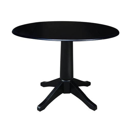 John Thomas Dining Essentials Round Dropleaf Pedestal Table in Black image