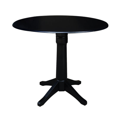 John Thomas Dining Essentials Round Dropleaf Pedestal Table in Black image