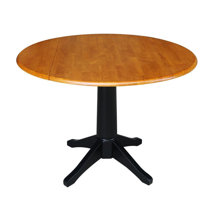 John Thomas Dining Essentials Round Dropleaf Pedestal Table in Cherry / Black image