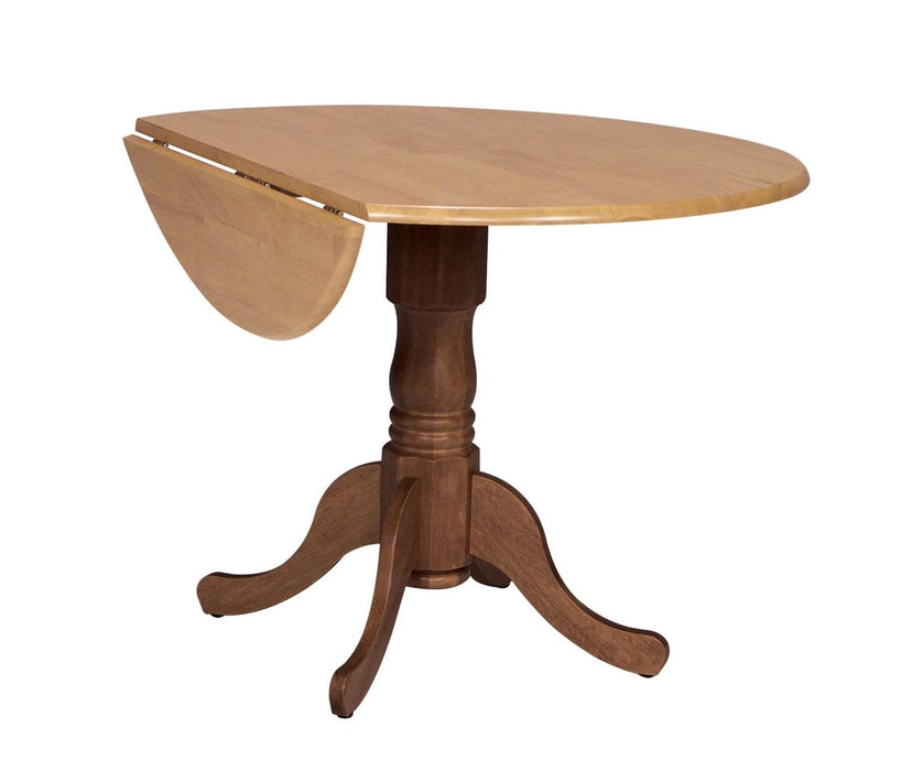 John Thomas Furniture Dining Essentials 42" Dropleaf Round Table in Cinnamon/Espresso