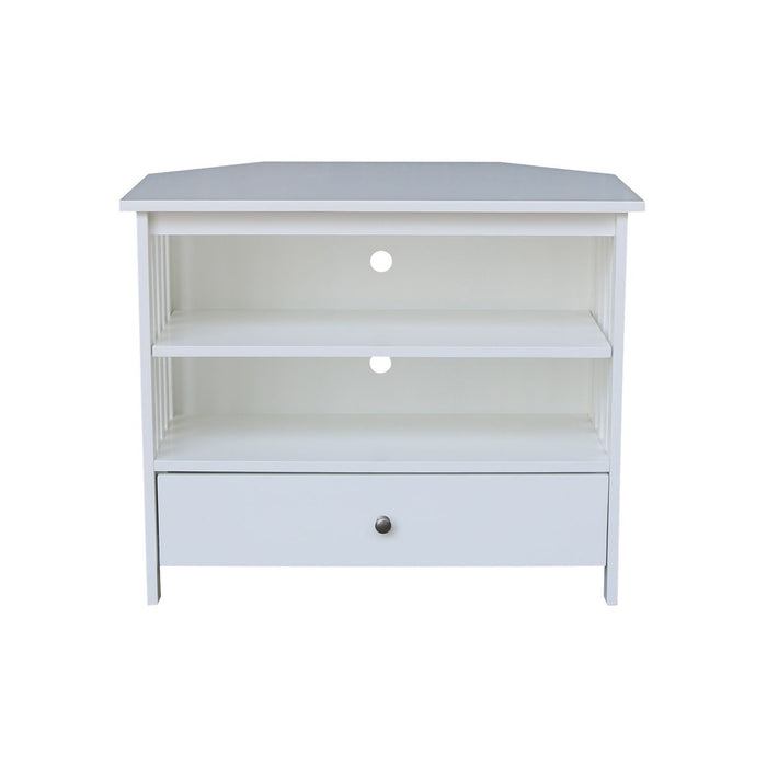 John Thomas Destinations Mission Corner TV Stand Pure White